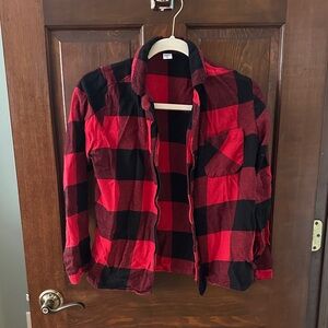 Old Navy Red and Black Plaid Flannel Shirt